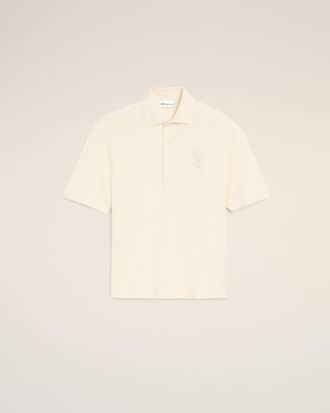 Ami White Cotton Ami De Coeur Knitted Patch Polo White - XXXL - Unisex