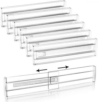 OEM Juego De 7 Separadores De Cajones Transparentes Y Ajustables Para Organizar La Ropa, La Cocina, El Vestidor Y El Ba&ntilde;o