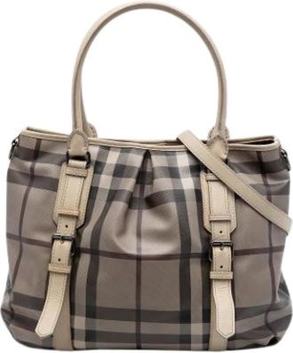 Burberry Pre-owned Smoked Check Satchel - Dames - Vintage Handtas - Bruin - ONE Size - Leer - Vintage