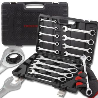 OEM Forcekraft Juego De Llaves Combinadas Con Carraca 13 Piezas 8-32mm