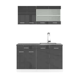 Vicco Cocina Vers&aacute;til R-line, Antracita Brillo Intenso/blanco, 140 Cm, Et Antracita