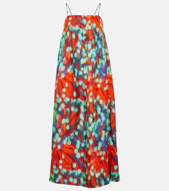Asceno Heather printed silk maxi dress