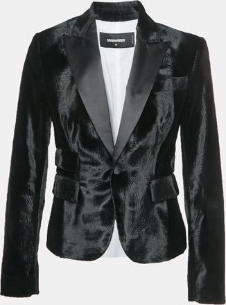 Dsquared2 Black Velvet Single Breasted Blazer