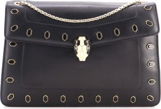 Bulgari Serpenti Forever Shoulder Bag Embellished Leather Medium
