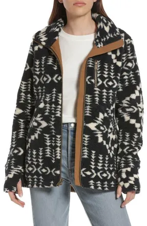 Pendleton Alder Geo Print Fleece Jacket in Juniper Mesa Navy at Nordstrom, Size X-Large