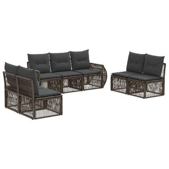 vidaXL Conjunto De Sof&aacute;s De Jard&iacute;n 7 Pcs Gris Y Gris Oscuro Vidaxl