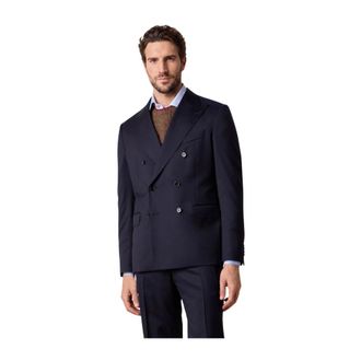 Brooks Brothers Giacca Doppiopetto in Performance Twill - - Jackets - Uomo - Blu - L
