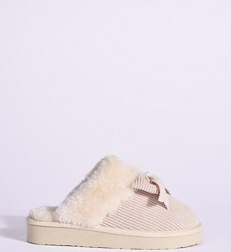 Minnetonka Bow Scuff Slide Slippers