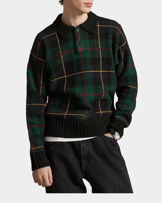 Polo Ralph Lauren Men & apos;s Relaxed Fit Plaid Wool Polo Sweater