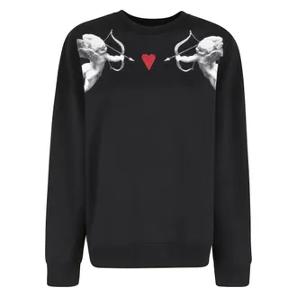 Fiorucci Sweatshirts, female, Black, Size: L Cupid Relaxed Crewneck Sweatshirt