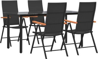 vidaXL Vidaxl - Juego Comedor De Jard&iacute;n 5 Piezas Rat&aacute;n Sint&eacute;tico Negro Y Marr&oacute;n