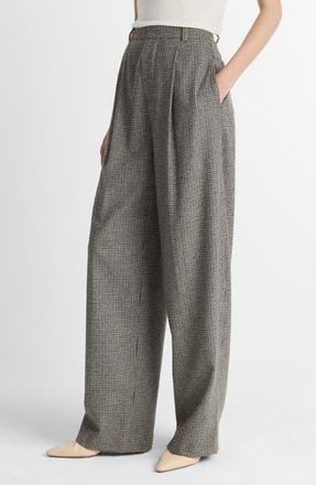 Vince Wool Blend Houndstooth High Rise Trousers in Cacao Houndstooth at Nordstrom Rack, Size 2