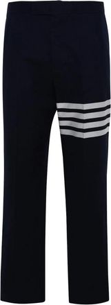 Thom Browne Gestreept katoenen broek met verstelbare band aan de achterkant - Heren - Straight fit broeken - Blauw - XL - Katoen - Broeken