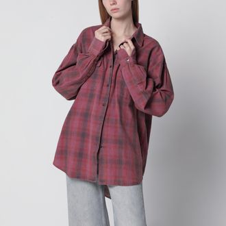 Our Legacy Dime oversized plaid cotton flannel shirt in red