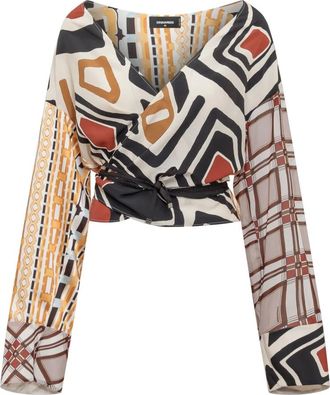 Dsquared2 Blouses, female, Multicolor, Size: L Wrap Blouse