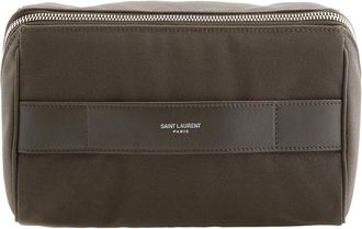 Saint Laurent Paris Olive Cotton Toiletry Pouch