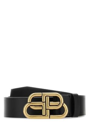 Balenciaga Black Leather Bb Belt