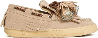 Elena Iachi Mocassino camoscio nappine colorate - Dames - Bootschoenen - Beige - 40 EU - Su&egrave;de - Schoenen