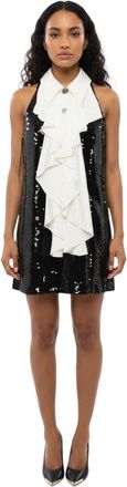 Balmain BlackWhite Embellished Mini Dress