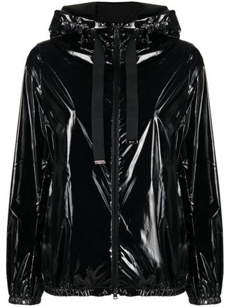 Herno logo-patch hooded jacket - Black