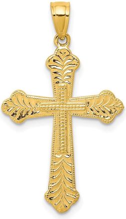 Diamond2Deal 10k Yellow Gold Budded Cross Pendant