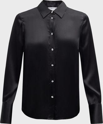Veronica Beard Monique Long-Sleeve Satin Top