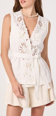 ASTR the Label Greta Embroidered Cotton & Linen Vest in White at Nordstrom, Size X-Small
