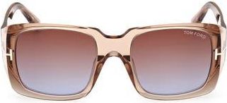 Tom Ford Ryder 51mm Square Sunglasses in Shiny Champagne /Brown Blue at Nordstrom Rack