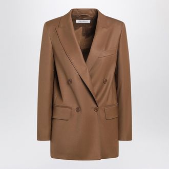 Max Mara Tan Double Breasted Wool Blazer