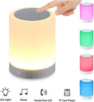 Trade Shop Trade Shop - Estuche Para L&aacute;mpara L&aacute;mpara Inteligente Altavoz Bluetooth Multicolor Temporizador/aux/tarjeta Sd