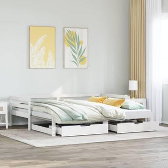 Berkfield Home Daybed with Trundle & Drawers without Mattress White 90x190 cm Single