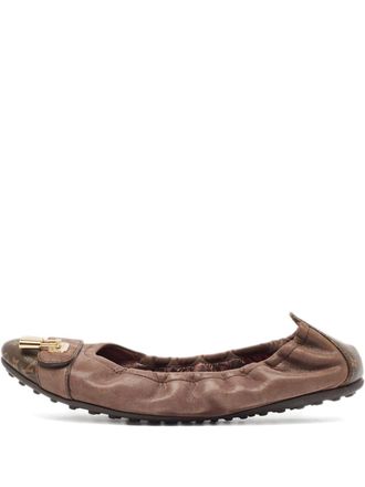 Louis Vuitton coated-canvas leather flats - Brown