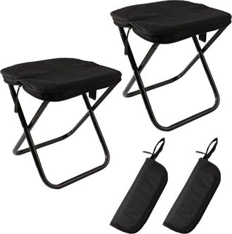 OEM Taburete Plegable Port&aacute;til, Ligero Y Compacto, Soporta Hasta 100 Kg, Ideal Para Camping Y Senderismo (paquete De 2, Negro)
