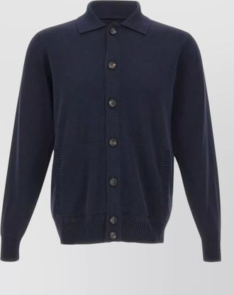 FILIPPO DE LAURENTIIS cotton polo neck long-sleeve cardigan