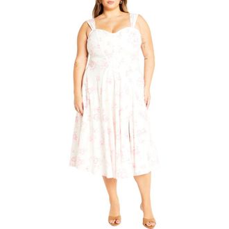 City Chic Marylou Print Sleeveless Midi Dress in Etched Rose at Nordstrom Rack, Size Xxl/24W