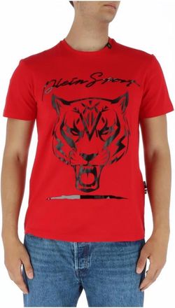 Plein Sport Tiger Head Graphic Tee - Heren - Sportshirts - Rood - S - Katoen - Fitness