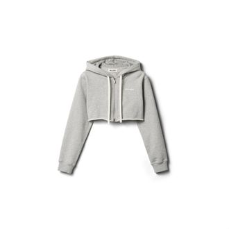 Miu Miu Cropped Hoodie Jacket, Woman, Grey, Size XS