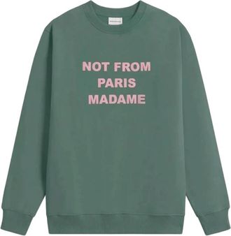 Dr&ocirc;le de Monsieur Slogan Sweatshirt - Heren - Sweatshirts - Groen - L - Katoen - Hoodies & sweatvesten