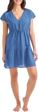 Tommy Bahama Eyelet Cove Organic Cotton Cover-Up Dress in Blue Monday at Nordstrom, Size X-Small