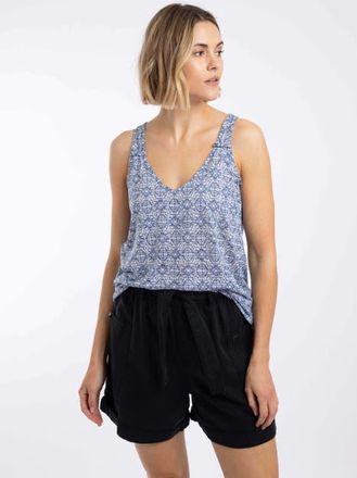 Weird Fish Aliana Printed Burnout Vest in Faded Blue at Nordstrom, Size 18