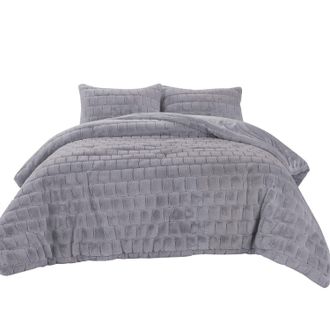 Elegant Comfort Ultra Soft Fluffy 3-Piece Faux Rabbit Fur Comforter Set All Season Warm Down Alternative