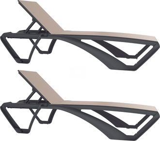 Resol Marina Club Set 2 Tumbona Exterior Estructura Gris Oscuro - Textilene Beige - Resol