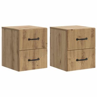 vidaXL Mesita De Noche De Pared Con Caj&oacute;n 2 Pcs Roble Artesanal Vidaxl