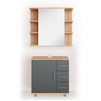 Vicco Conjunto De Muebles De Ba&ntilde;o Ilias, Roble, 2 Piezas