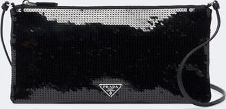 Prada Leather-trimmed sequined crossbody bag