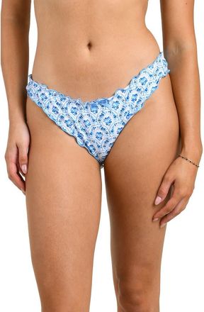 Citrus Penny Merrow Lettuce Edge Hipster Bikini Bottoms in Light Blue at Nordstrom, Size X-Small