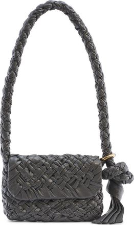 Bottega Veneta Kalimero Intrecciato Leather Shoulder Bag in Black/Brass at Nordstrom