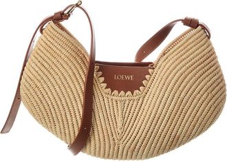 Loewe Swing Medium Raffia & Leather Hobo Bag