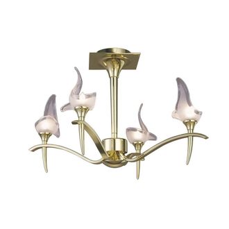 Netlighting Viena Semi Flush Round 4 Light G9 Polished Brass in Gold
