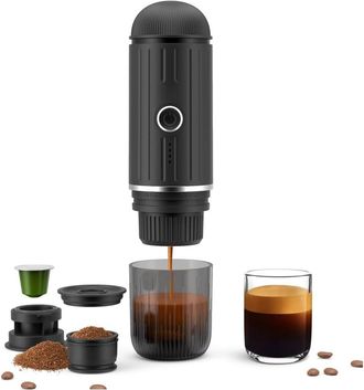 No Brand Cafetera Espresso Port&aacute;til, Autocalentable En 3-4 Minutos, Recargable Para C&aacute;psulas Ns Y Caf&eacute; Molido